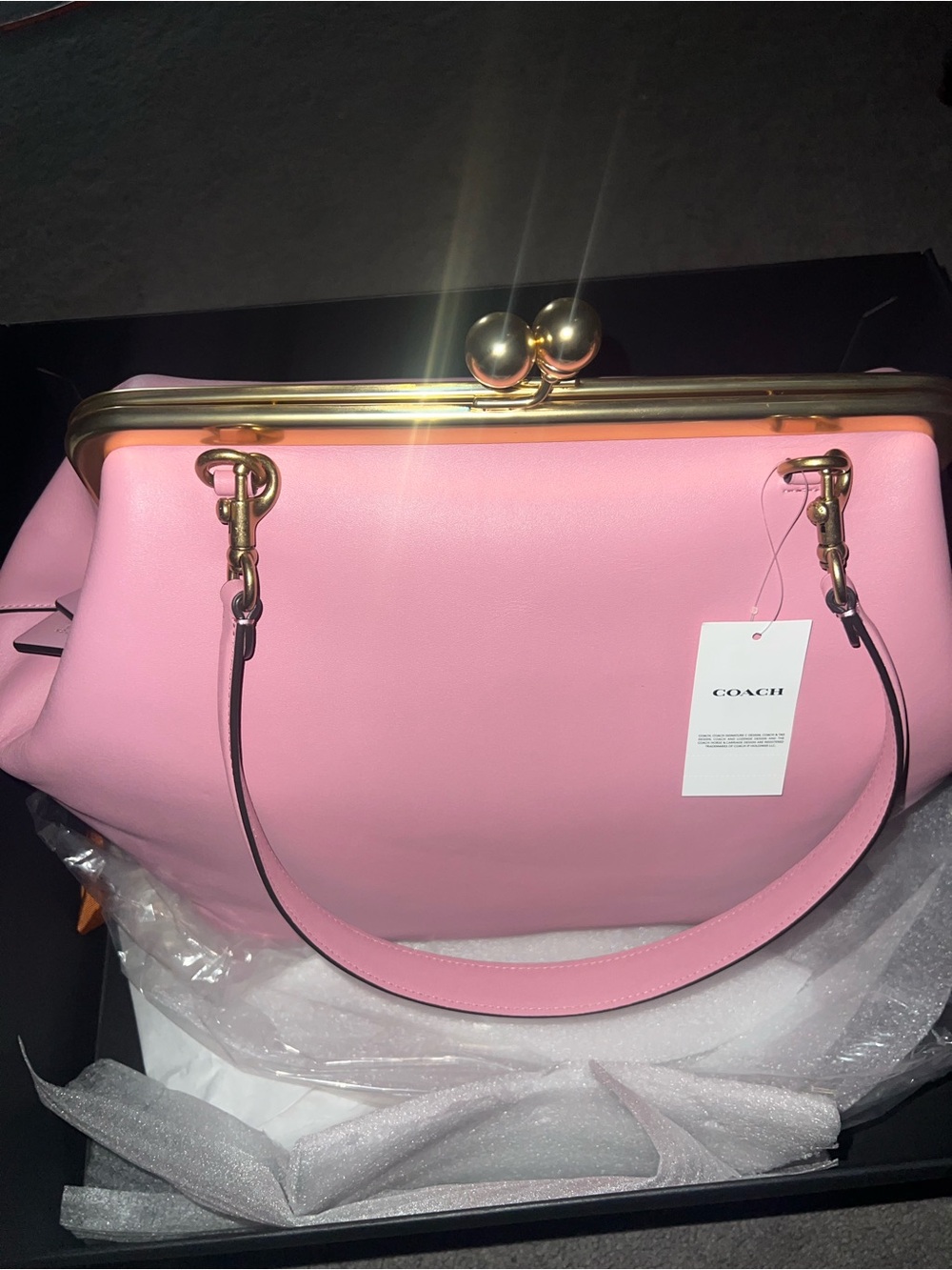 Coach Large Kisslock pink bag